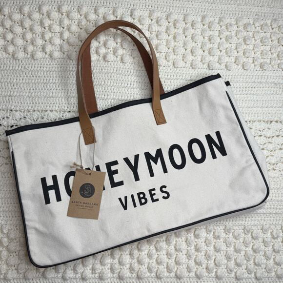 NWT SANTA BARBARA DESIGN STUDIO Hold Everything Honeymoon Vibes Canvas Tote - Picture 2 of 12